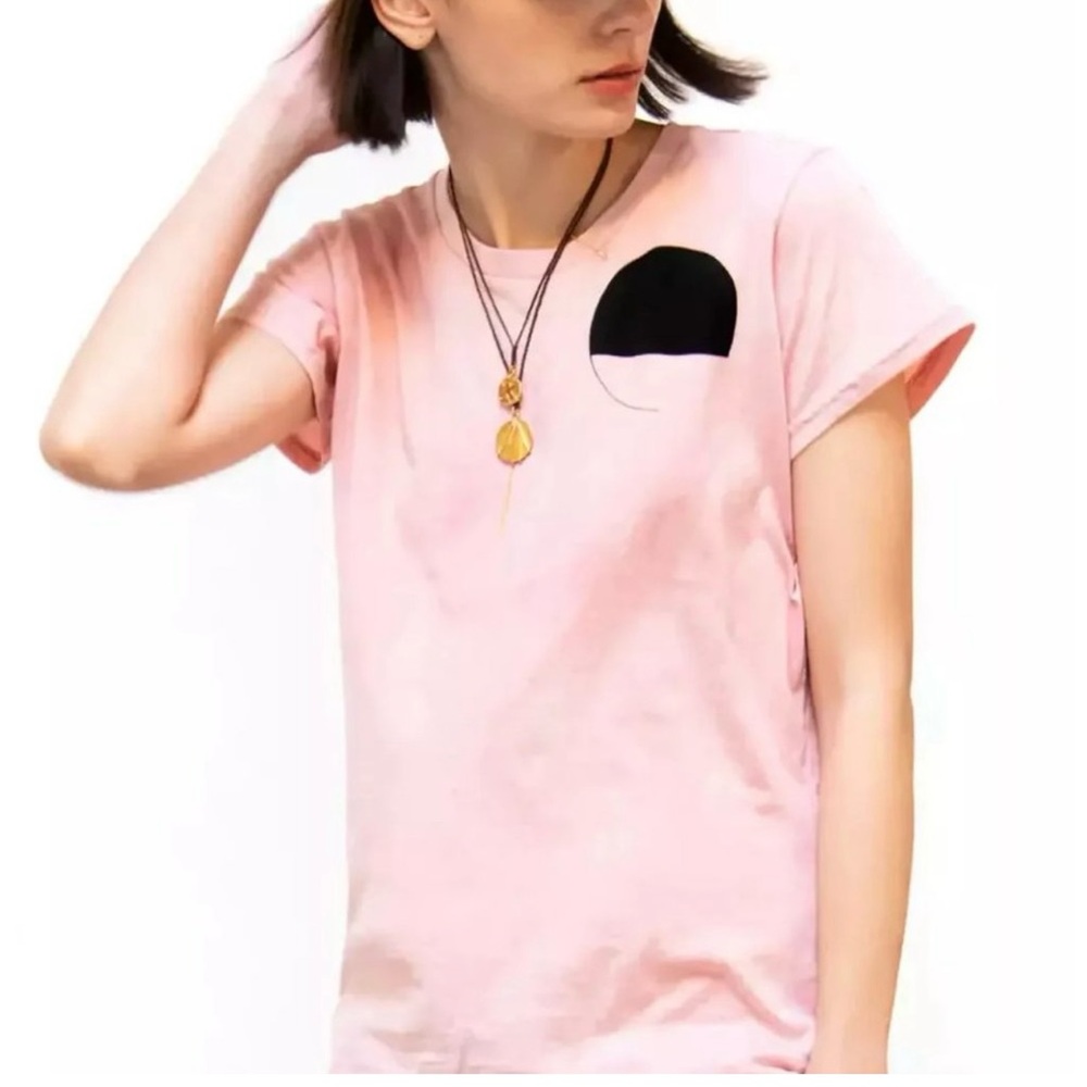 FREECITY Sign Golden Line Short Sleeve Tee in Grapefruit, Sz XSmall